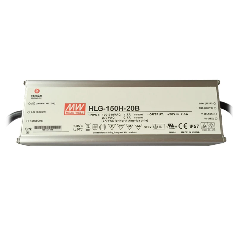 Mean well HLG-150H-20D 150W 20v waterproof power supply 150W 20V led driver