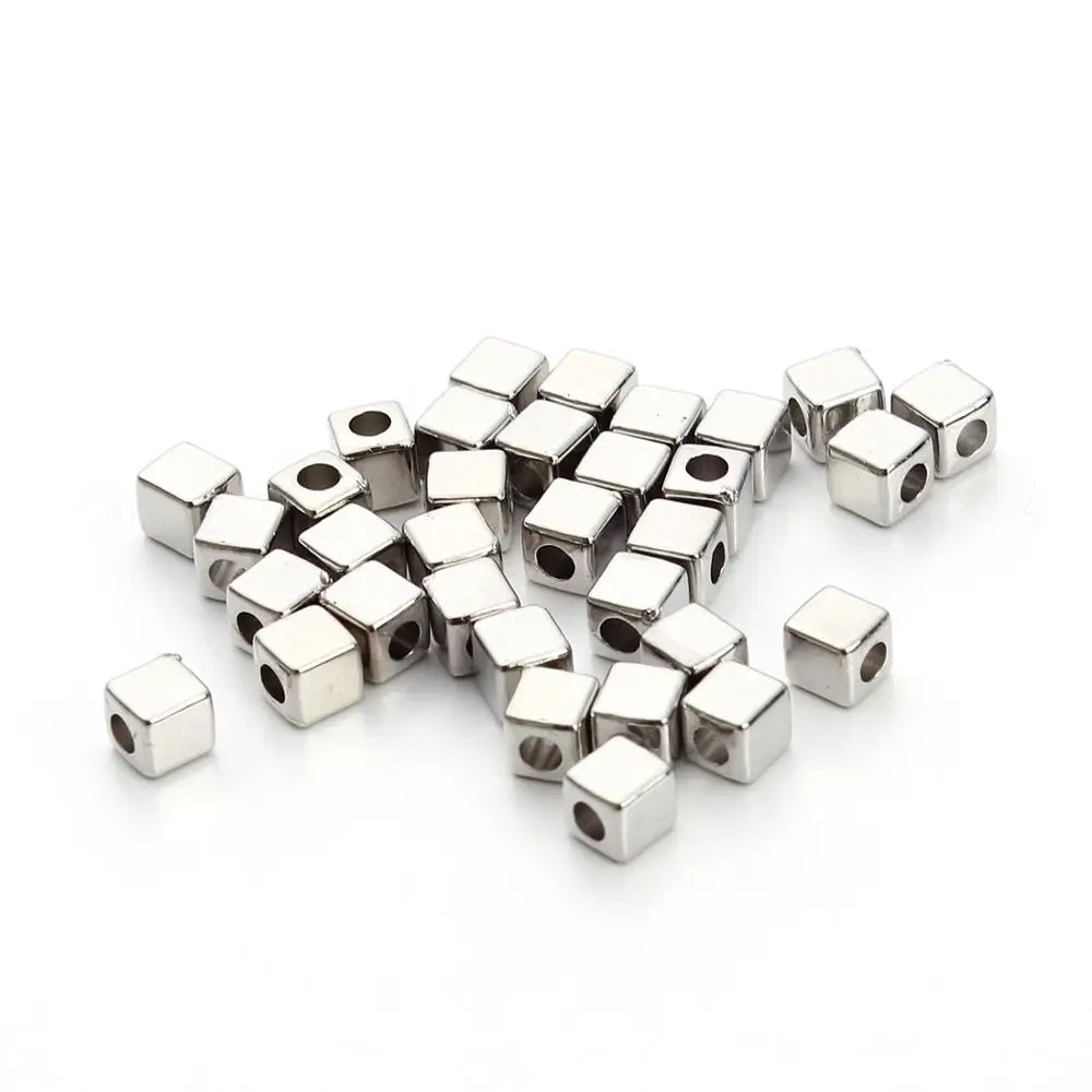 3/4/5mm Plated KC Gold CCB Plastic Square Seeds Beads Big Hole Diy Charm Spacer Beads For Jewelry Making