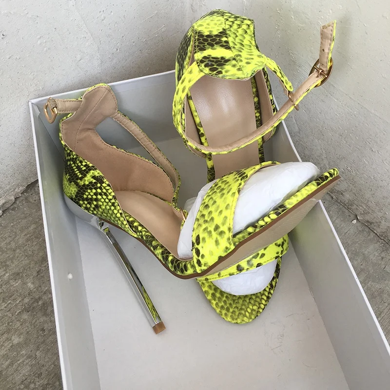 ODM/OEM open toe high heels ankle strap orange yellow peach evening dress shoes summer sandals