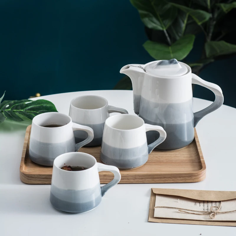 Modern design housware cheap wholesale grey pottery ceramic tea mug