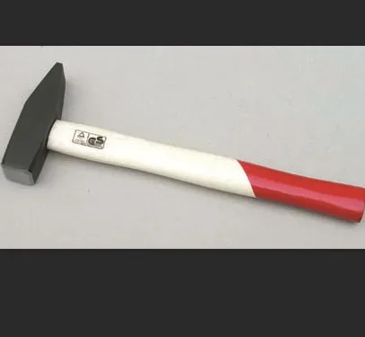 machinist hammer with bleached wooden handle, forged hammer head