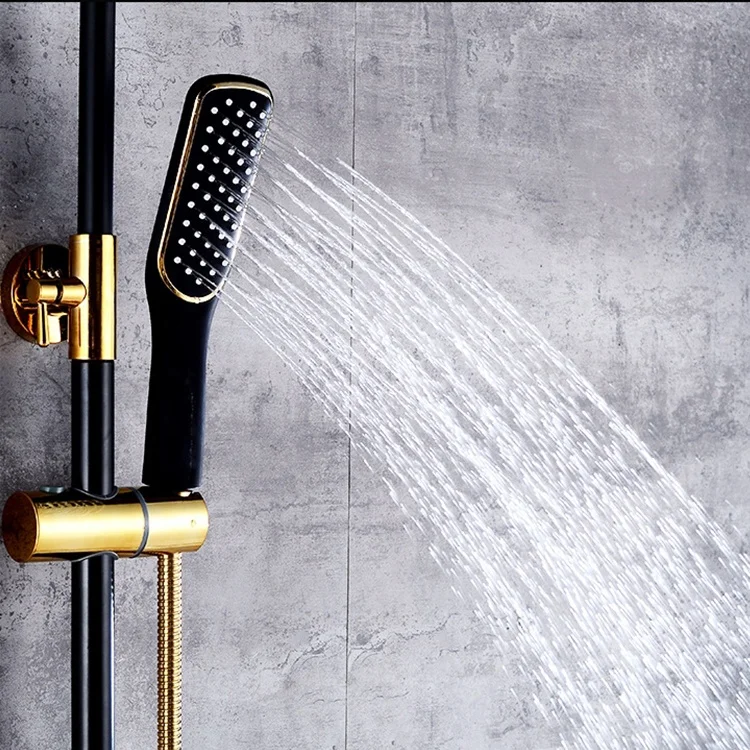 
Bathroom 5 Hole Bathtub Golden Surface Mounted Shower Faucet 