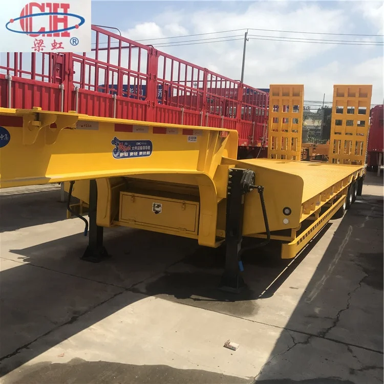 Liangshan 3 Axle  Semi Trailer Chassis Flat Bed Flatbed Trailer For Sale