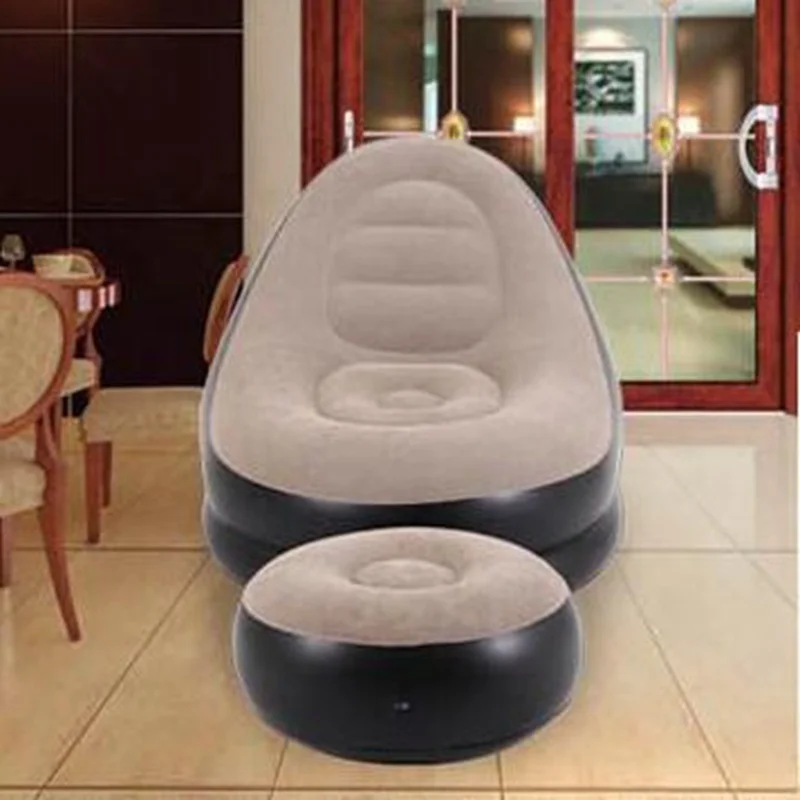 Living room bedroom furniture Type flocking inflatable lounge sofa bed with foot rest