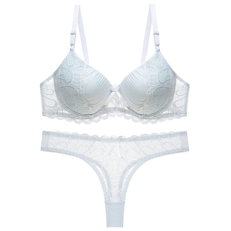 Newest design young girl teen comfortable full transparent sexy push up bra and panty sets