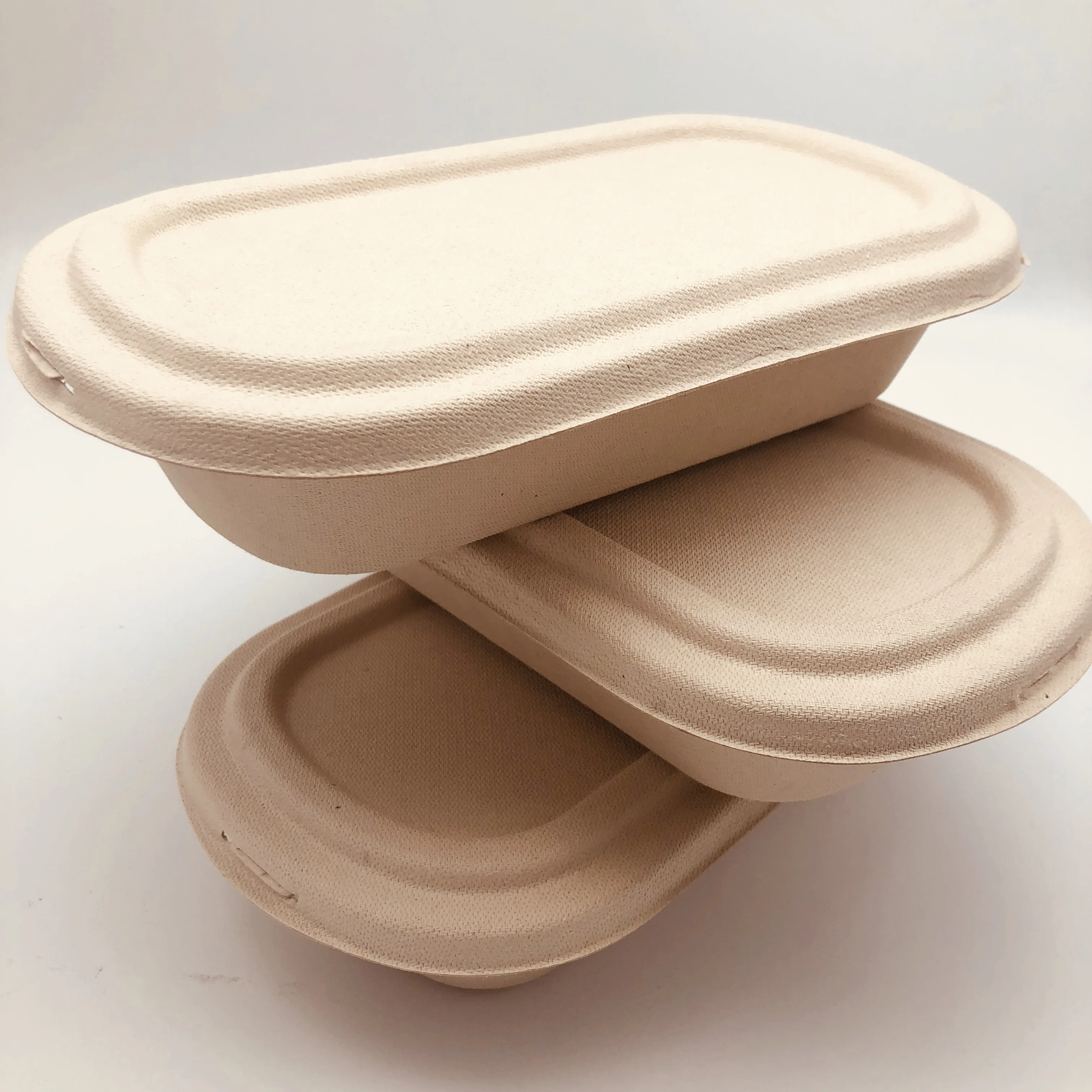 
Eco Friendly compostable 1000ml Disposable food box with nutual pulp cover Sugar cane fiber take-away box with lid 