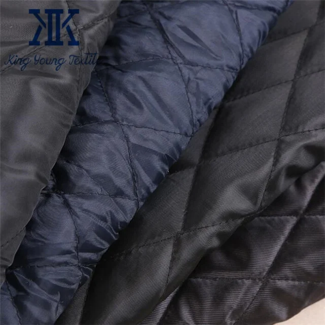 210T polyester taffeta diamond quilted fabric with 120GSM wadding for coat lining
