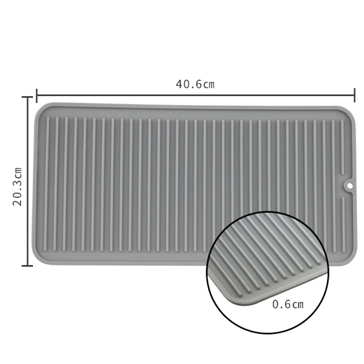 BPA-free Food Grade Material Anti-slip stone silicone dish drying mat for kitchen counter drying dishes