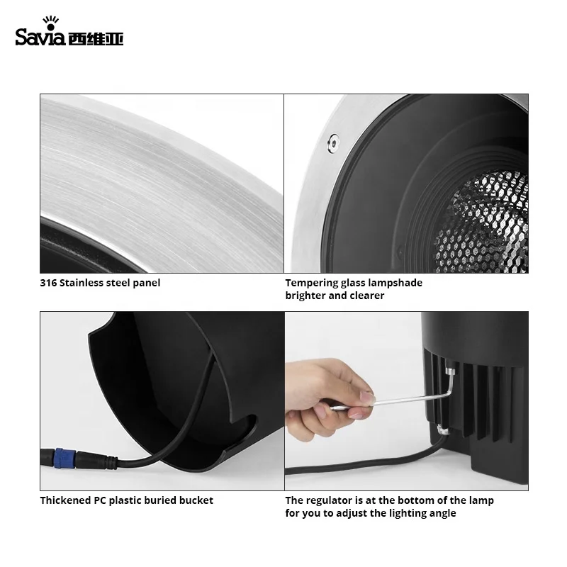 Savia Buried Lights Adjustable Angle IP67 Waterproof LED Underground Lamp Outdoor Ground Garden Path Floor Yard Spot Landscape