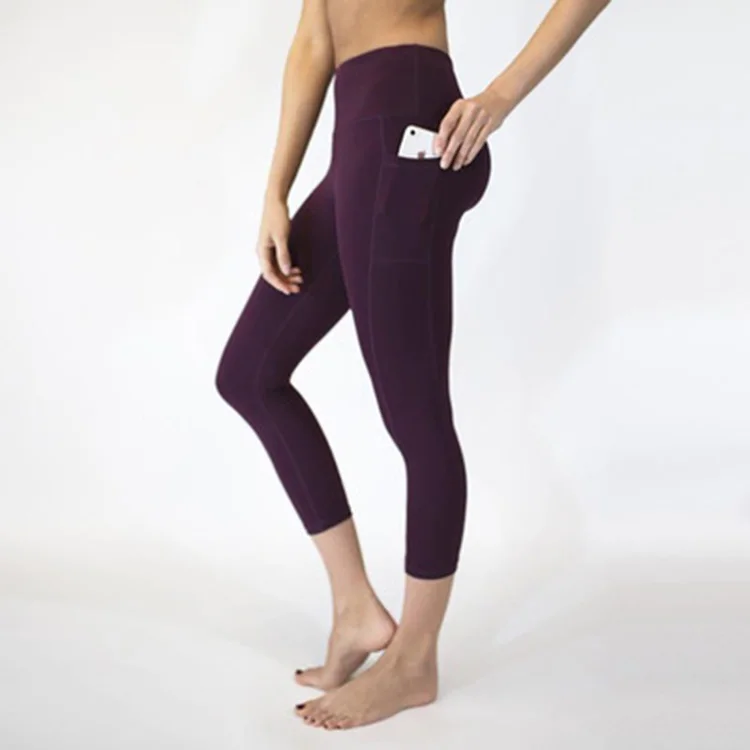 
wholesale sport workout custom women leggings fitness yoga pants gym capri leggings with pocket 