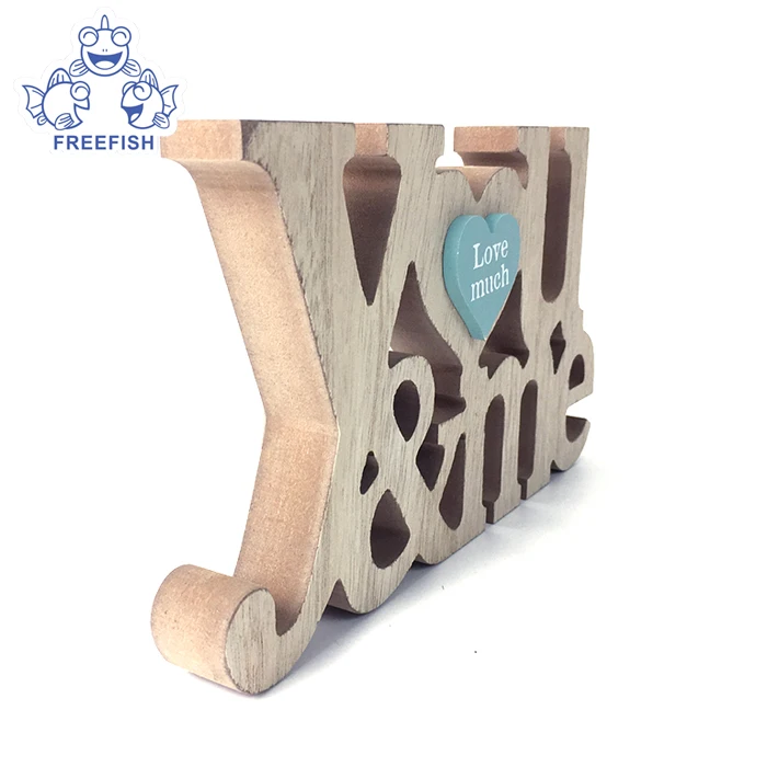 Wooden decorative home family desktop word letters standing block
