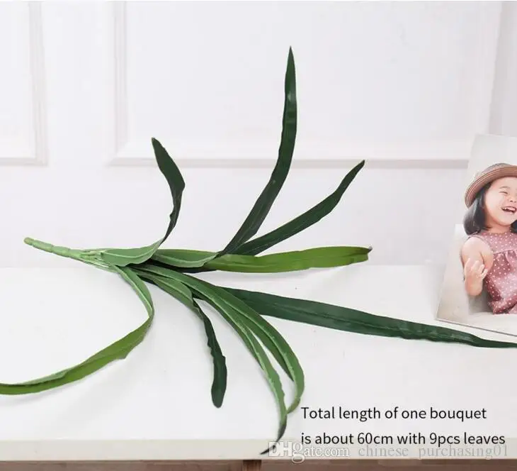 Artificial Gladiolus Leaf Green grass Long Artificial Grass Plants Latex real touch Silk flowers Leaves Home Wedding Office
