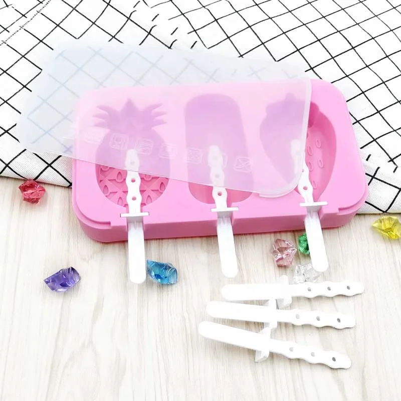 Высококачественные силиконовые формы для мороженого в виде фруктов с крышкой