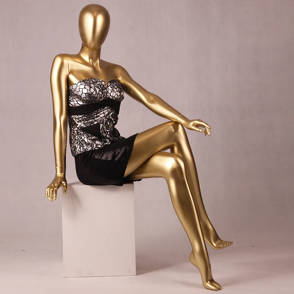 Standing and sitting mannequins female fashion fiberglass full body dress female mannequin
