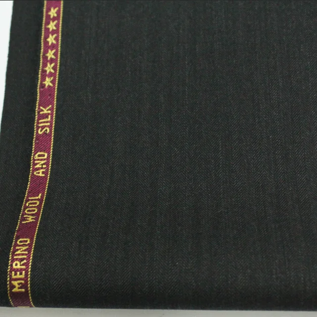 Мягкая на ощупь древесно-серая ткань в елочку для мериносов, Мужская шерстяная смешанная ткань для костюма