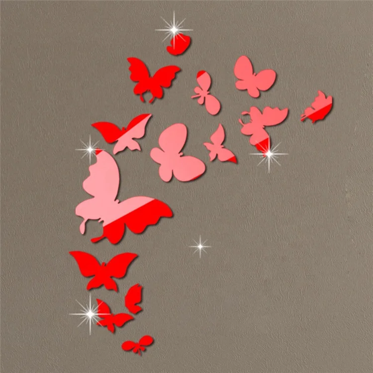 Preciser Luxury Design Butterfly Decoration Mirror Wall Sticker For Bedroom