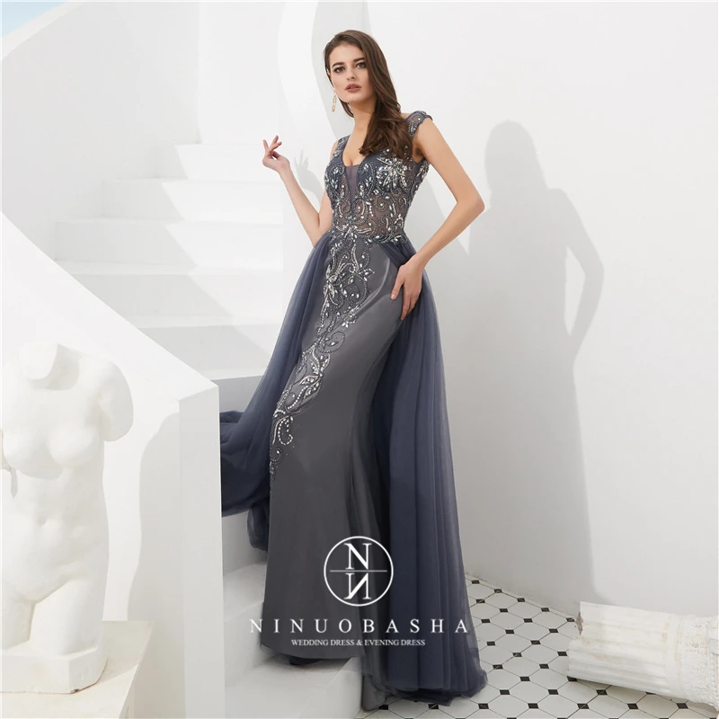 Luxury Elegant Heavy Crystal Beaded Gown Sleeveless Evening Gown Long Skirt Women Dresses