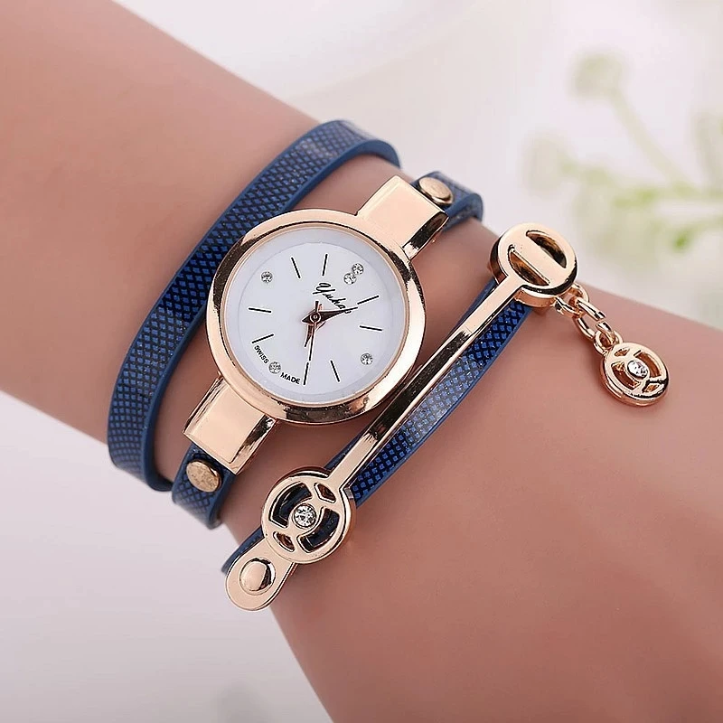 Fashion New Dress Color Ladies Bracelet women watches Casual Knit Long Leather Quartz Watch LNW027