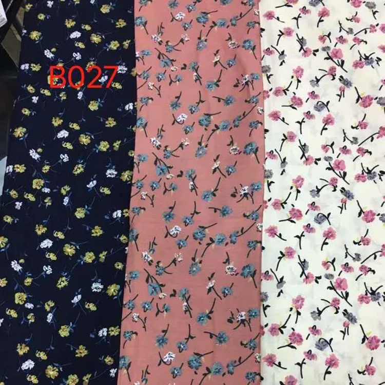 New style comfortable stock lots garment printed flower rayon nylon fabric for dress