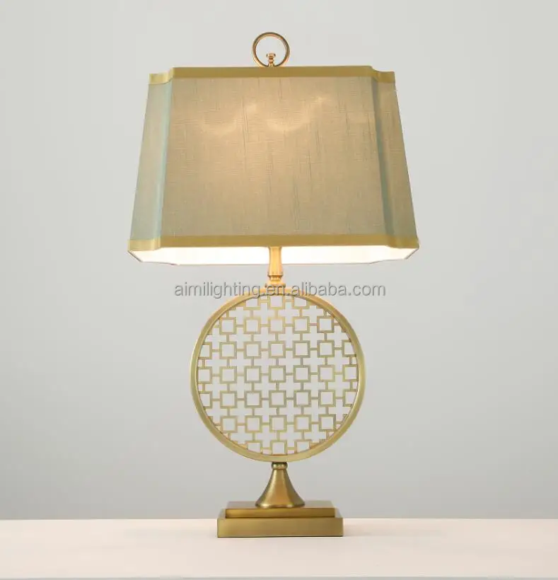 2017 the best design desk lamp of yellow fabric lamp shade with led table lamp