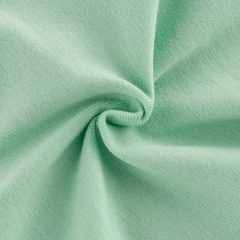 
4 ways stretch eco plain dyed Green Series solid color 95 cotton 5 spandex single jersey knit fabric 