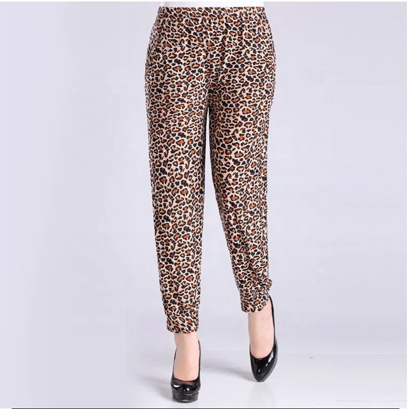Women Casual Wear Printed Ice Silk Knickers Breathable Cooling Harem Pants