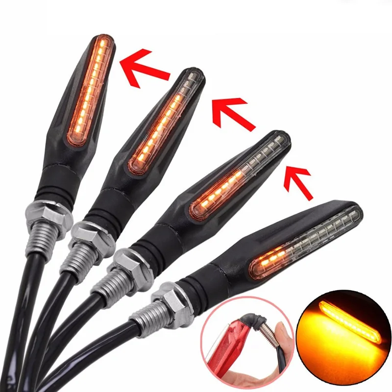 2018 newest  Universal flowing water flicker led motorcycle turn signal Indicators Blinkers Flexible Bendable Amber light lamp