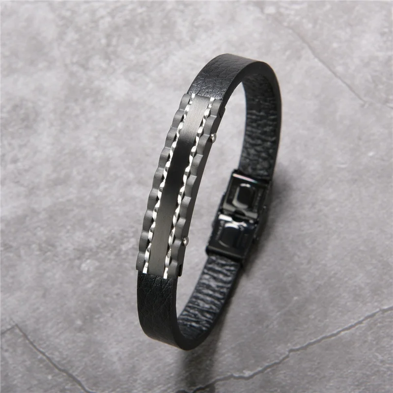 New product stainless steel clasps bracelet wholesale men women unisex male leather bracelet wrap mens leather bracelet