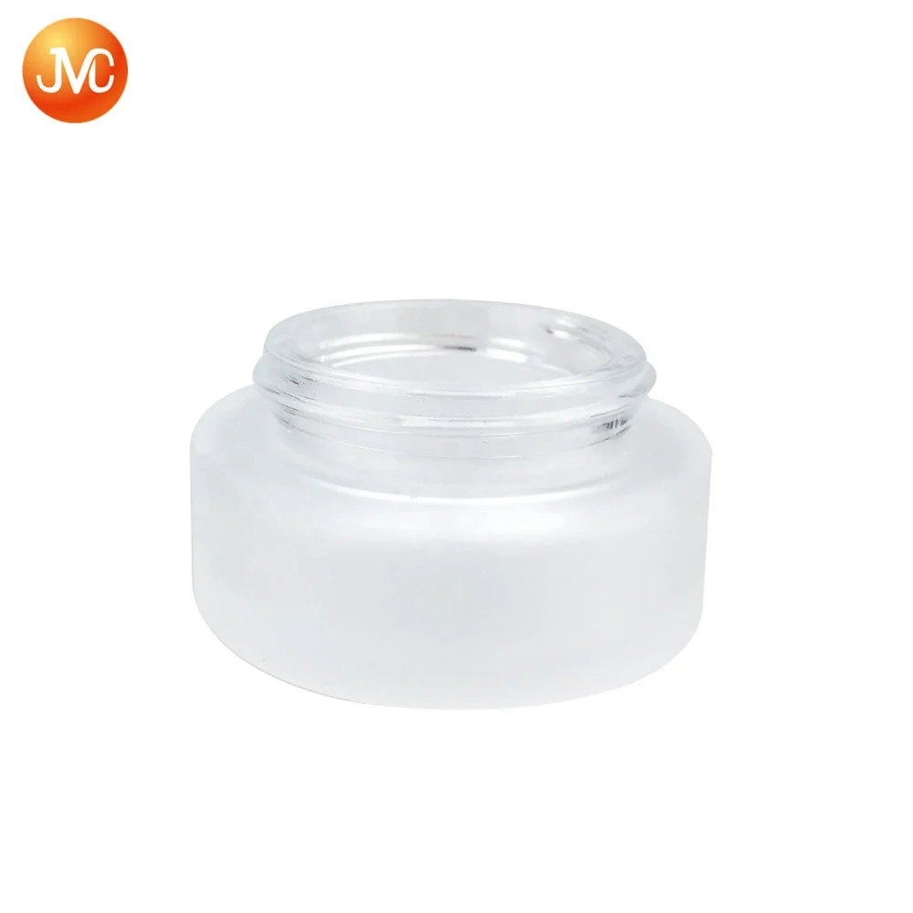 
Custom Makeup Skin Care Lotion Pot Cosmetic Container Frosted Glass Cream Jar with bamboo Lid 