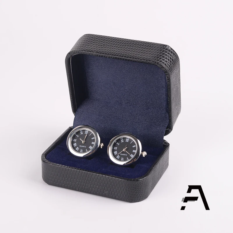 Stainless Steel Circular Glass Watch Cufflinks