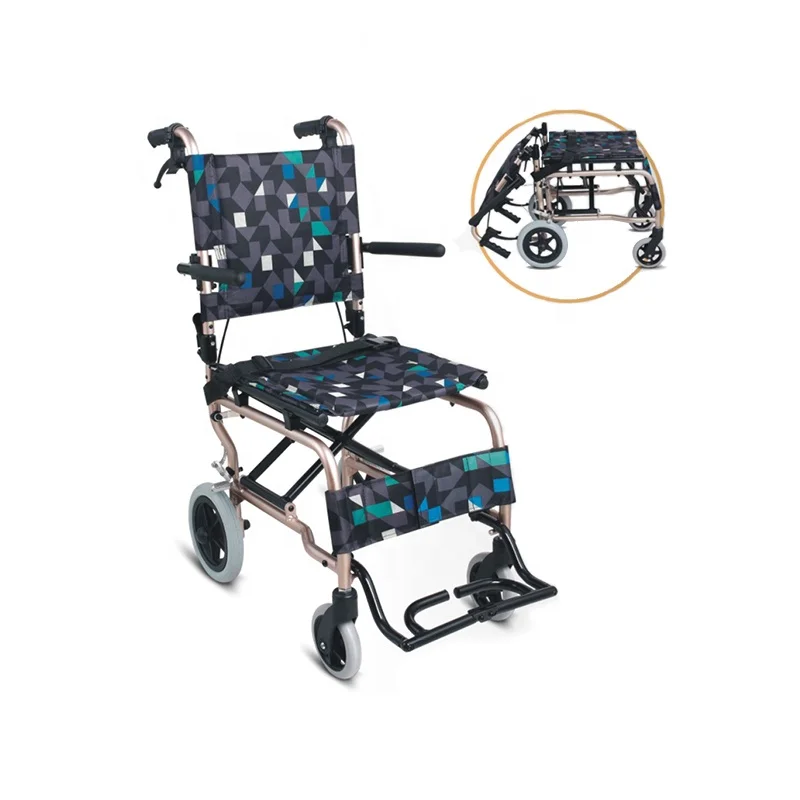 Ultra lightweight travel airplane transport folding wheelchair