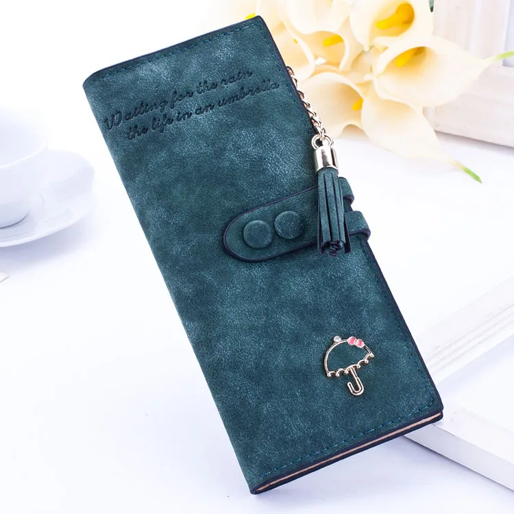Ladies Umbrella Wallet Women Long Zipper Burse Multi Handle Bag Notecase Tassel Scrub Purse