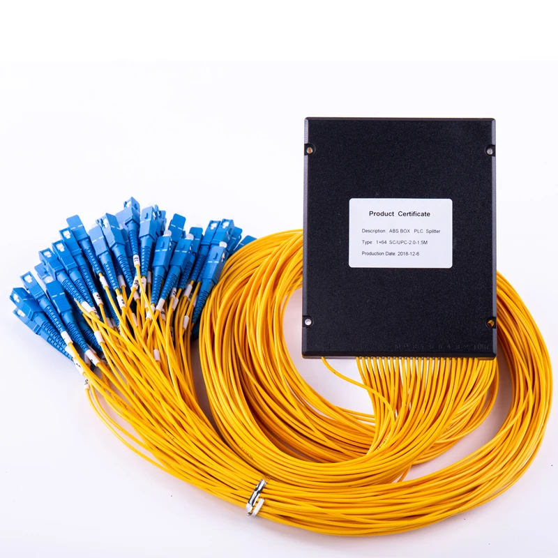 Рекламная цена пластиковая коробка режим 1x64 волоконно-оптический разделитель plc с разъемом SC/APC для развертывания FTTX