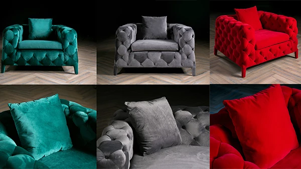 
Signature style chesterfield style Velvet button back sofa for living room Loveseats 