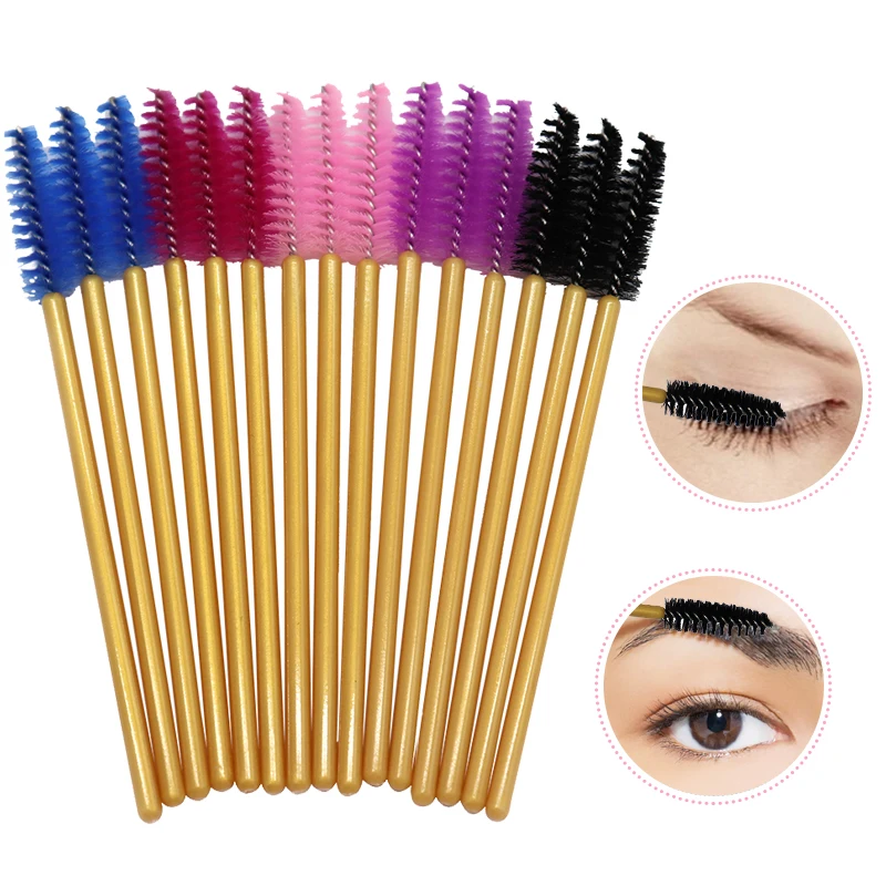 50PCS High Quality Nylon Disposable Mascara Wands Soft Mascara Brush Wand Eyebrow Comb Brushes Professional Eyelashes
