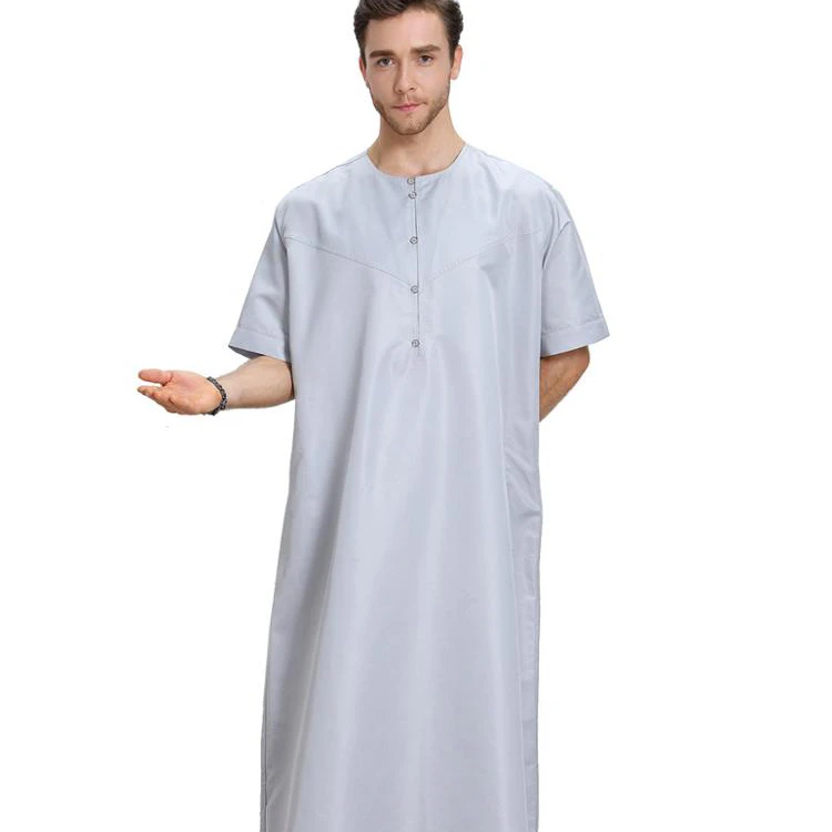 A6169  Galabia white color men jubba qatar jilabiya khaleeji thobe eid arabic with buttons