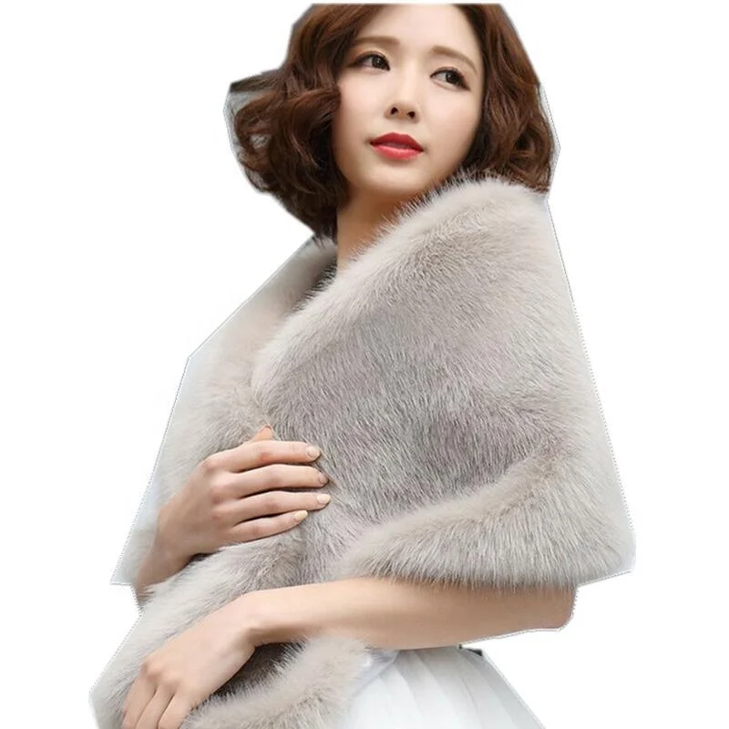 Меховая шаль для невесты белого цвета модная Роскошная меховая Женская весенне-зимняя накидка из лисьего меха заводская