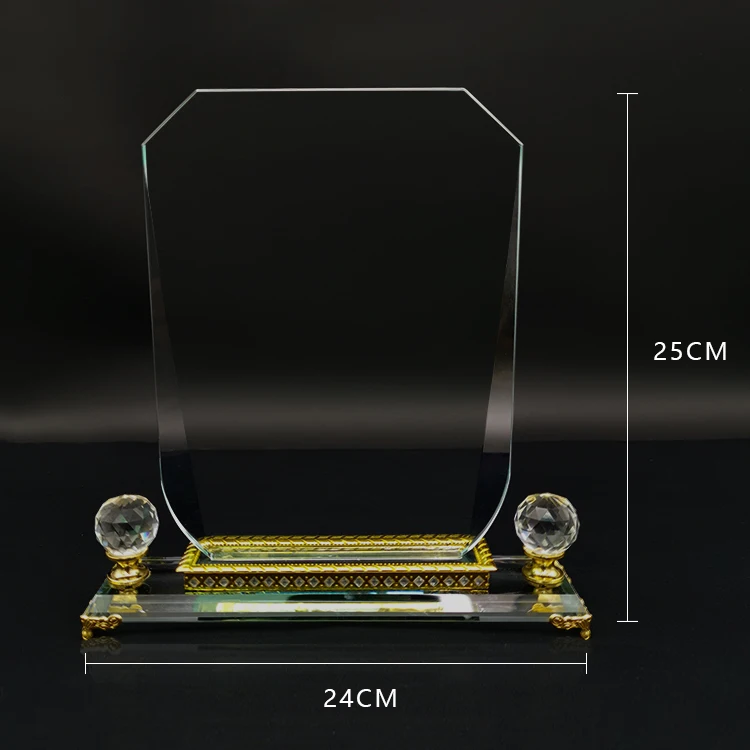 
Wholesale honorable crystal trophy Phnom Penh base glass plaque for Certificate of honor 