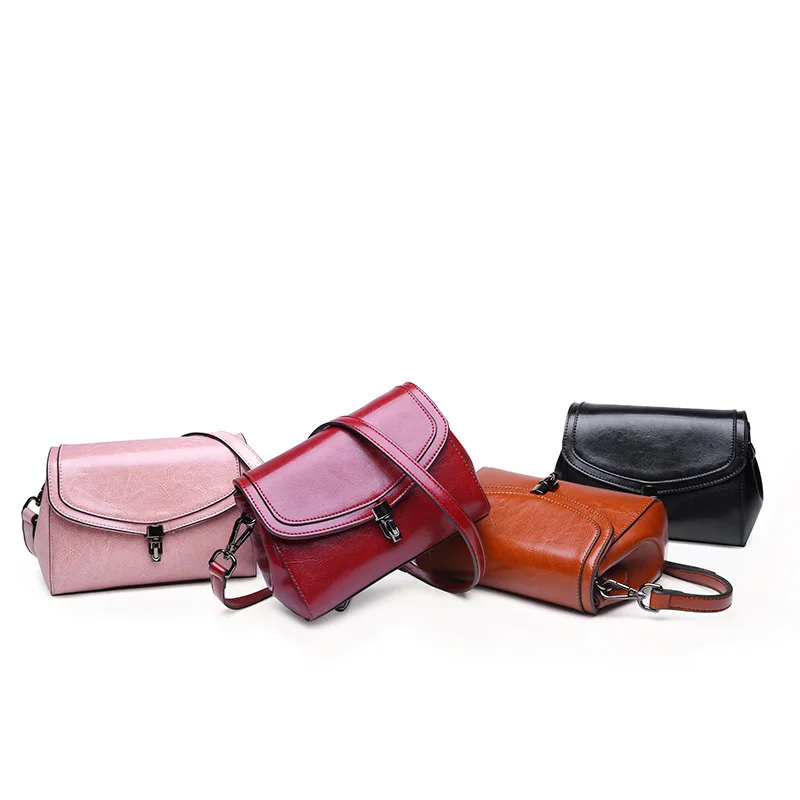 2019 New Design Fashion Split Leather One Shoulder Bag Retro Women Messenger Bag