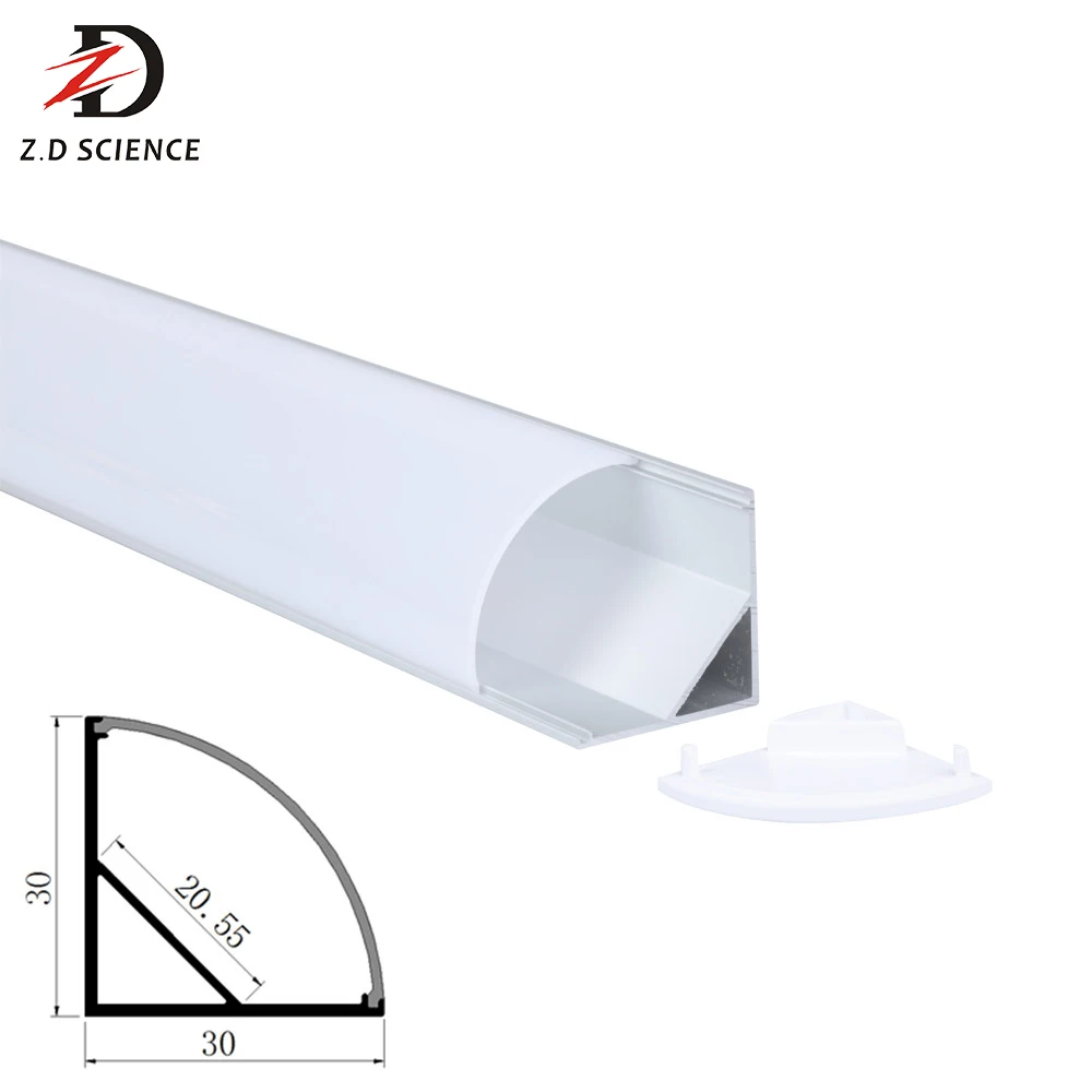 V Shaped Aluminium Profile with Round Cover for use with LED Strip Lights