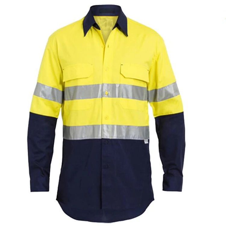 High Visibility Reflective Safety Construction Coal Mining Orange Work Shirts With Reflector