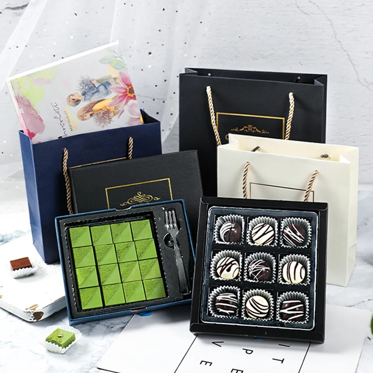 Premium laser cutting chocolate carton packaging box chocolate truffle boxes with 9 cavity