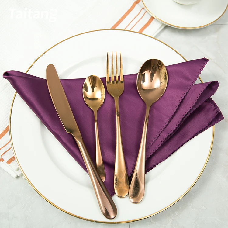 flatware rose wedding rose gold cutlery spoon knife fork stainless steel tableware set