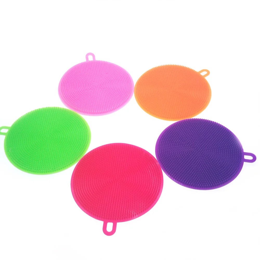 Double Sided Silicone Dish Sponge Washing Brush Scrubber Cleaning Sponges