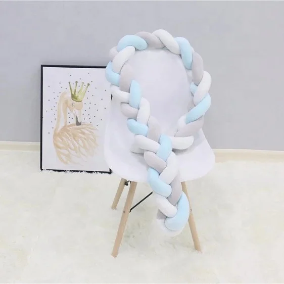 Cot Soft Plush Baby Infant Sleep Protection Braided Bumper Fence For Crib