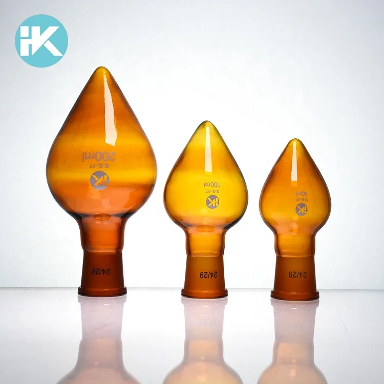 Huke индивидуальные лабораторные изделия из стекла Янтарная Груша Форма одной шеи химии колбы лабораторные