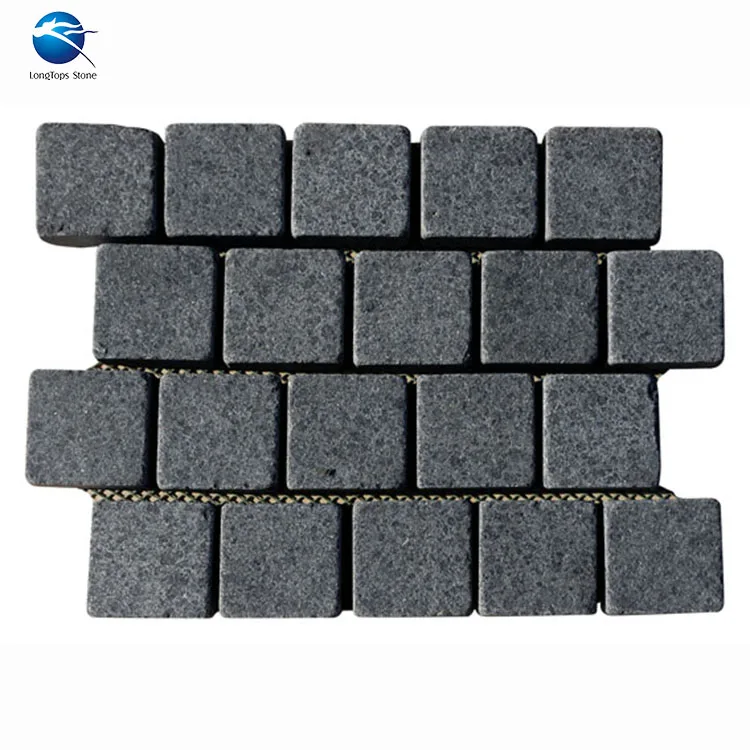 G684 black basalt mesh back paving stone