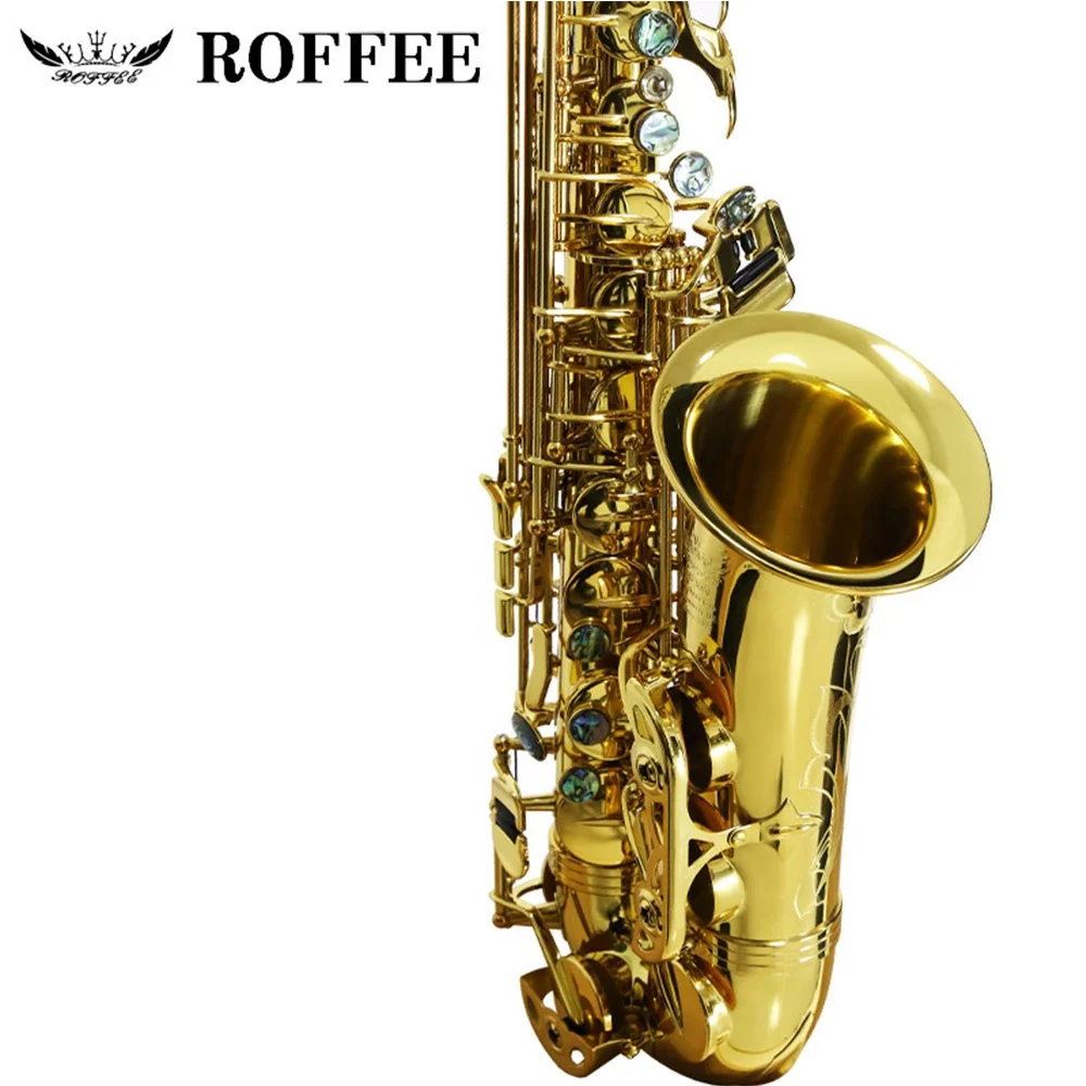 
ROFFEE M90 Original Import Professional Performance Level Alto Brass Gold Lacquer Eb Tone Saxophone 