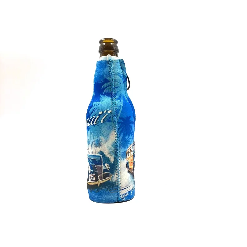 Factory Supply Custom Printed Beer Bottle Coolie Neoprene Zipper Beer Cooler Holder Sleeve