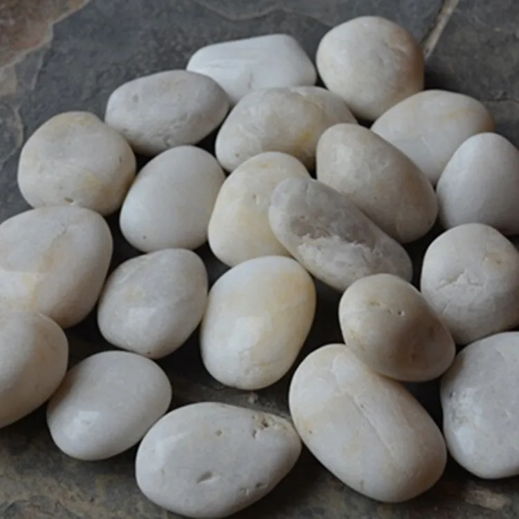 Floor decorative natural landscaping stone polished pebble white stone  for sales